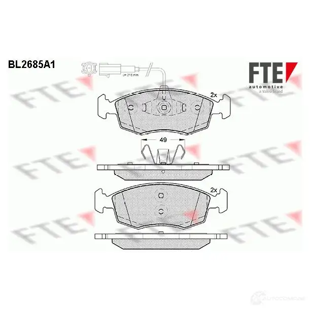 Тормозные колодки дисковые, комплект FTE 25430 605870 25 429 BL2685A1 изображение 0