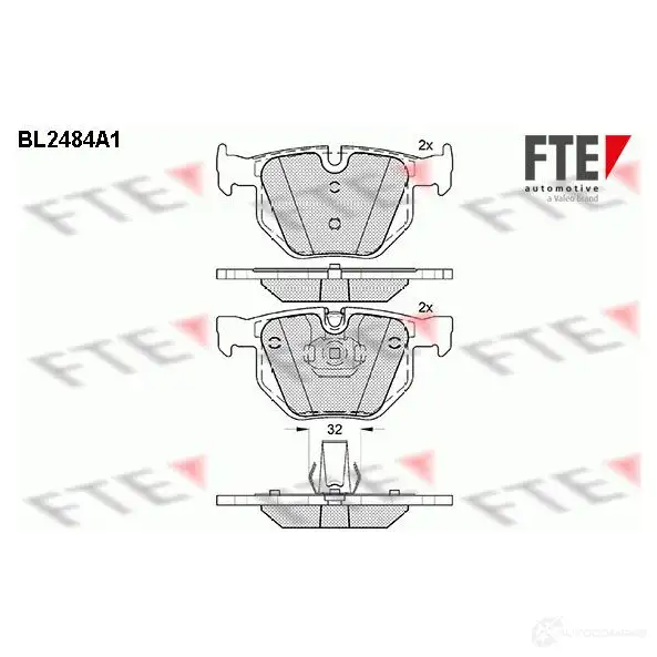 Тормозные колодки дисковые, комплект FTE 605645 23732 2 3447 BL2484A1 изображение 0
