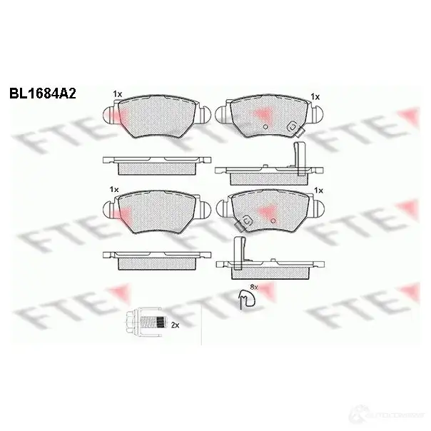 Тормозные колодки дисковые, комплект FTE 2 3258 604704 23259 BL1684A2
