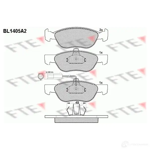 Тормозные колодки дисковые, комплект FTE BL1405A2 604477 21928 2 1927 изображение 0