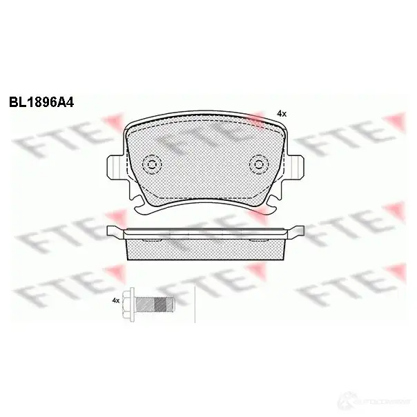 Тормозные колодки дисковые, комплект FTE BL1896A4 604994 D1108-8213 239 14