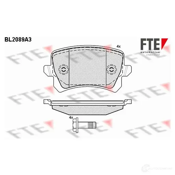 Тормозные колодки дисковые, комплект FTE 605223 2448 3 D1348-8213 BL2089A3 изображение 0