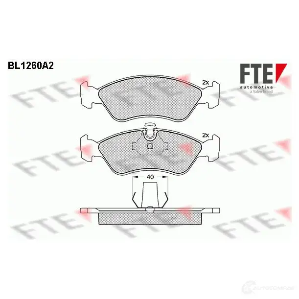 Тормозные колодки дисковые, комплект FTE 21 190 21862 604307 BL1260A2 изображение 0
