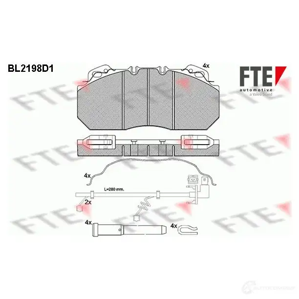 Тормозные колодки, комплект FTE D1312-8427 605324 290 90 bl2198d1 изображение 0