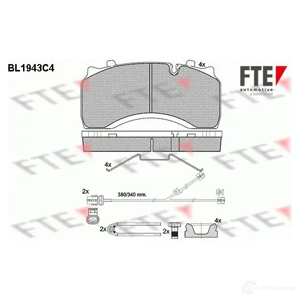 Тормозные колодки дисковые, комплект FTE 605055 291 19 29141 BL1943C4 изображение 0