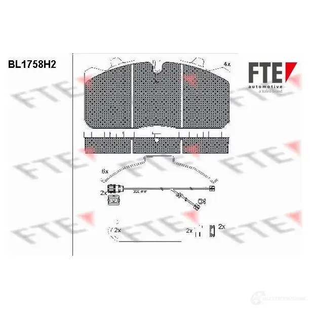 Тормозные колодки дисковые, комплект FTE 604798 D1518-8727 2 9088 BL1758H2