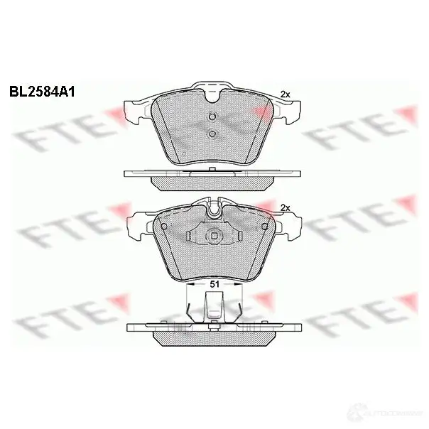 Тормозные колодки дисковые, комплект FTE 2 4079 24080 BL2584A1 605760
