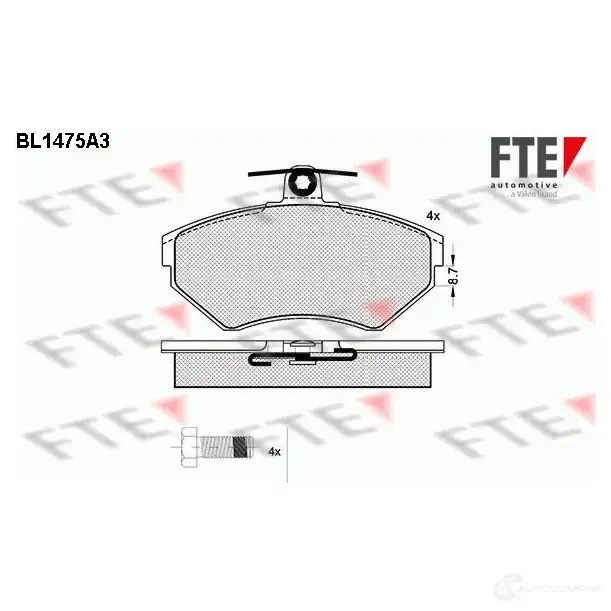 Тормозные колодки дисковые, комплект FTE 21945 BL1475A3 604540 21 944 изображение 0