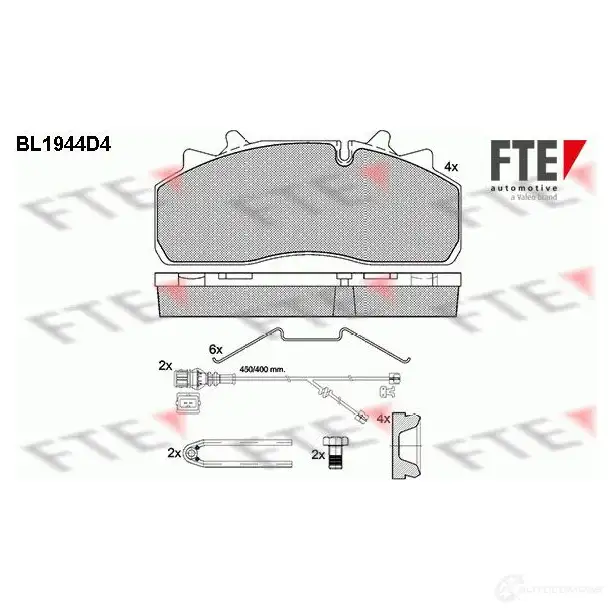 Тормозные колодки дисковые, комплект FTE 2912 6 BL1944D4 29159 605060