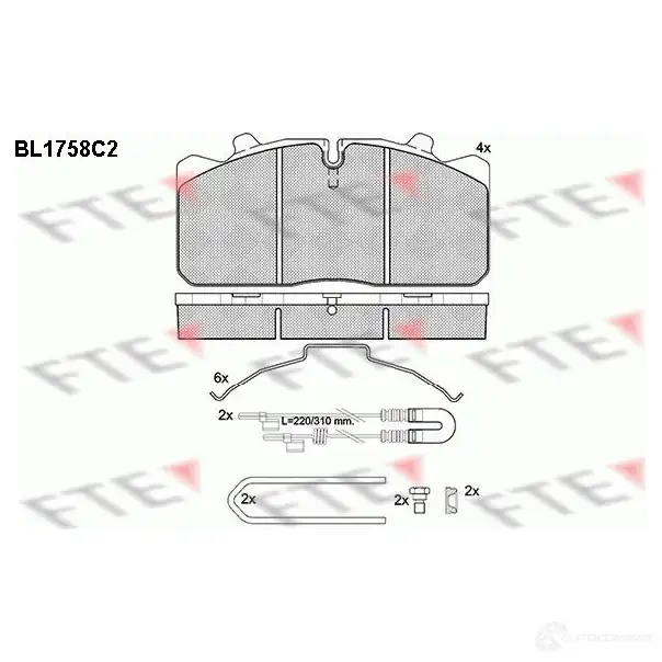 Тормозные колодки, комплект FTE bl1758c2 JTIC5 29 088 604794 изображение 0
