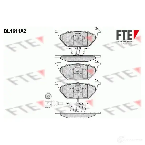 Тормозные колодки дисковые, комплект FTE 23130 604632 21 974 BL1614A2 изображение 0