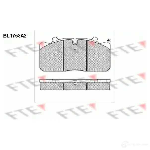 Тормозные колодки дисковые, комплект FTE 29091 BL1758A2 604792 2908 8 изображение 0