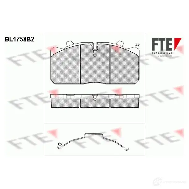 Тормозные колодки дисковые, комплект FTE 604793 29091 BL1758B2 29 088