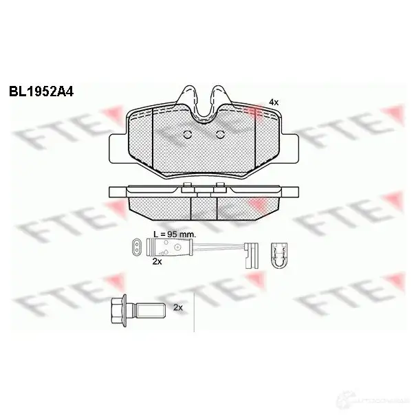 Тормозные колодки дисковые, комплект FTE BL1952A4 2 4008 D1615-8828 605075 изображение 0