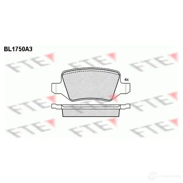 Тормозные колодки дисковые, комплект FTE 2313 8 604782 D1358-8467 BL1750A3