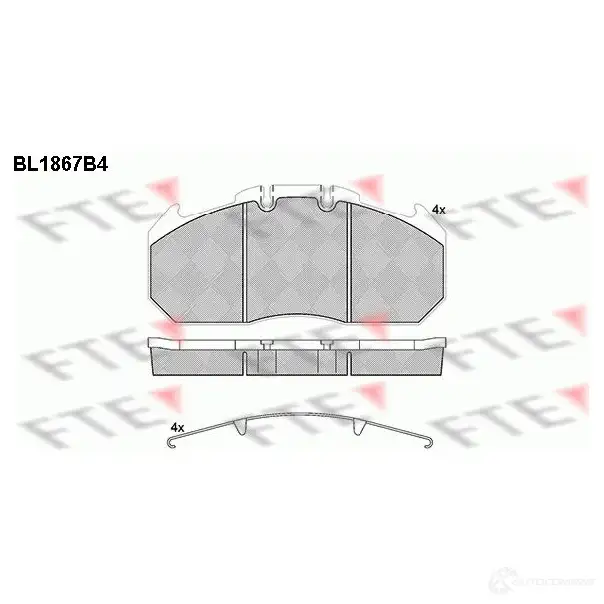 Тормозные колодки дисковые, комплект FTE 604950 D1310-8425 BL1867B4 2 9131