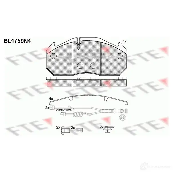 Тормозные колодки, комплект FTE 7EUGW 604809 2 9113 bl1759n4