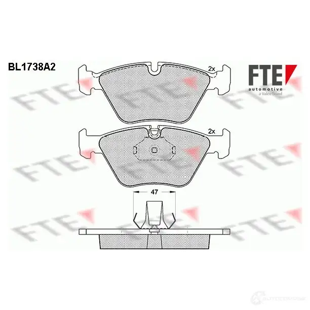 Тормозные колодки дисковые, комплект FTE 23182 216 76 BL1738A2 604764 изображение 0