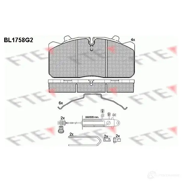 Тормозные колодки дисковые, комплект FTE 604797 2 9088 BL1758G2 MFG8JFD