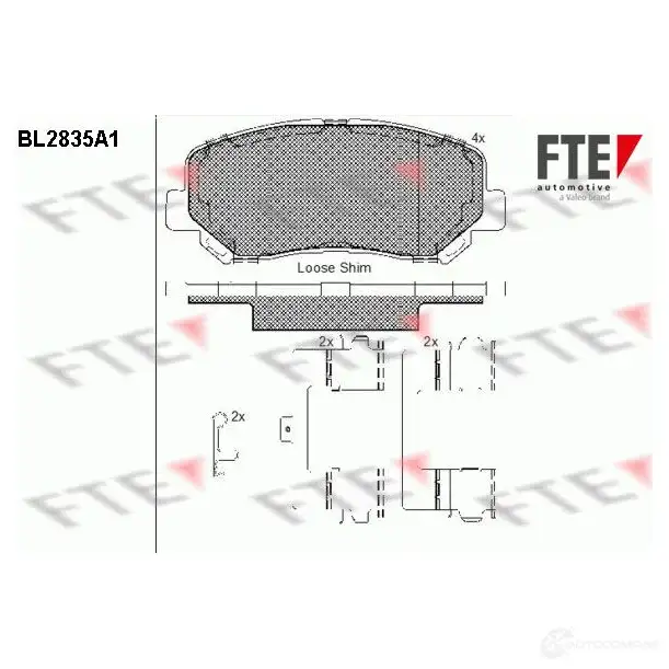 Тормозные колодки дисковые, комплект FTE J69XEE4 BL2835A1 606034 D164 0-8966 изображение 0