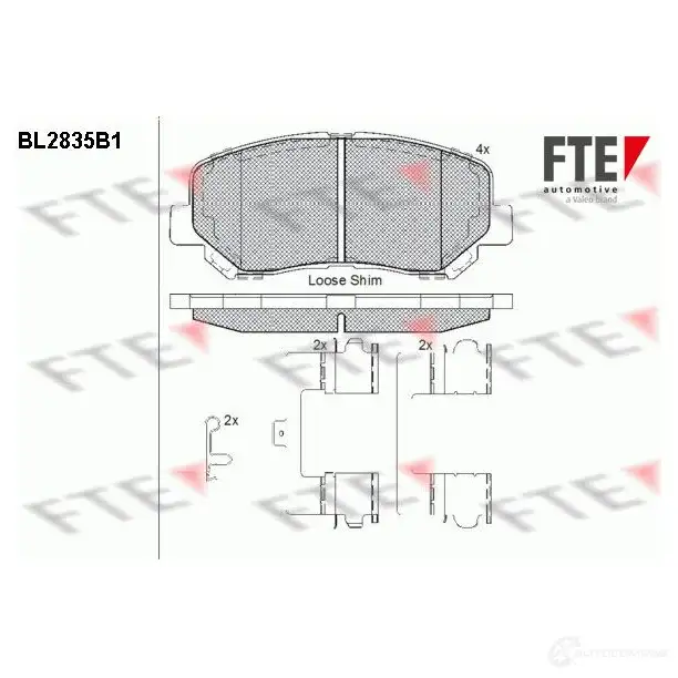 Тормозные колодки дисковые, комплект FTE VYAHQ 606035 D16 40-8867 BL2835B1 изображение 0