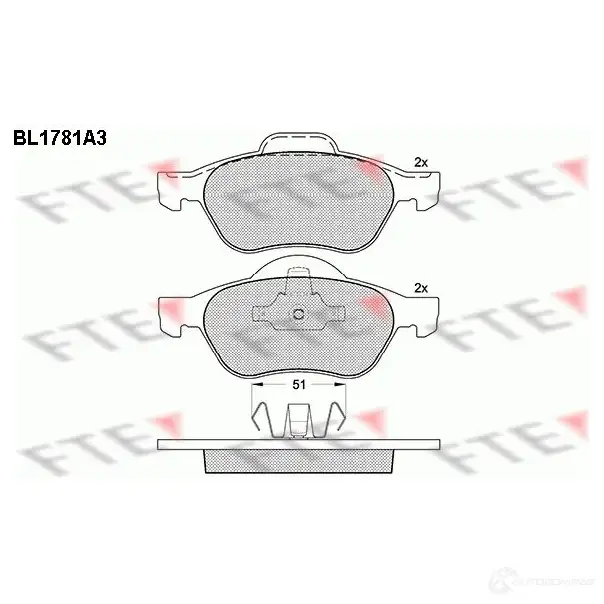 Тормозные колодки дисковые, комплект FTE 2 3215 604837 BL1781A3 23216