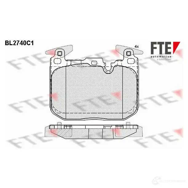 Тормозные колодки дисковые, комплект FTE 250 28 605932 D1609-8822 BL2740C1