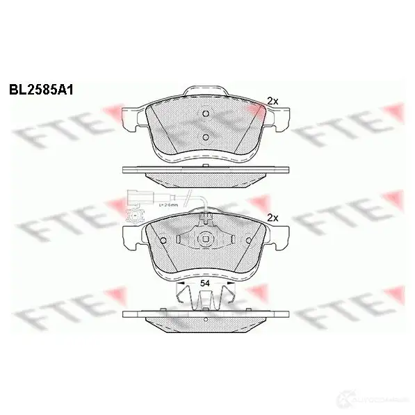 Тормозные колодки дисковые, комплект FTE 605761 24728 BL2585A1 2 4727 изображение 0