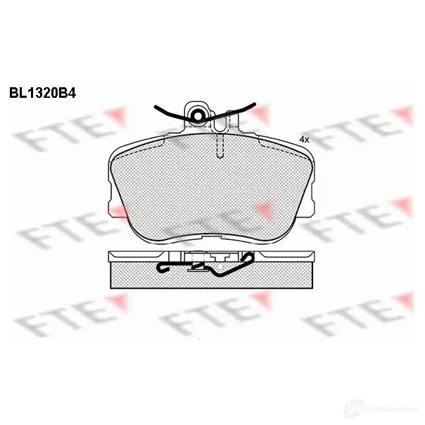 Тормозные колодки дисковые, комплект FTE 2 1438 21439 BL1320B4 604369 изображение 0
