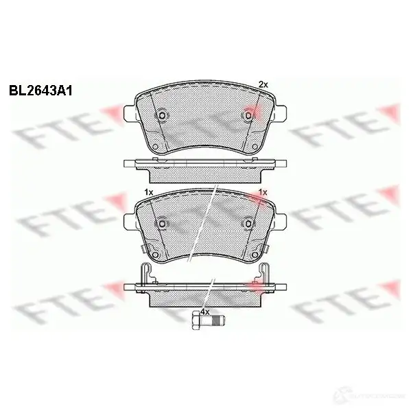 Тормозные колодки дисковые, комплект FTE 605824 BL2643A1 25 184 25185
