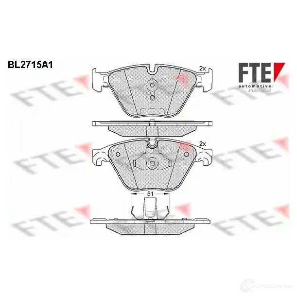 Тормозные колодки дисковые, комплект FTE 605903 2 5436 25437 BL2715A1 изображение 0
