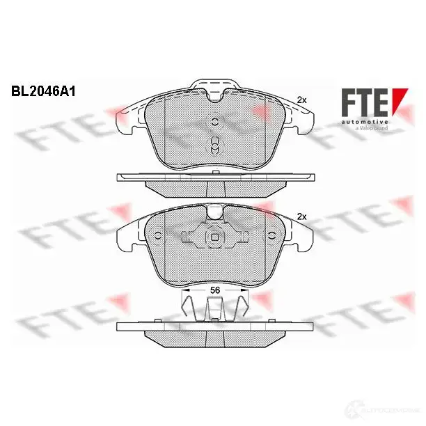 Тормозные колодки дисковые, комплект FTE 24124 605177 241 23 BL2046A1 изображение 0