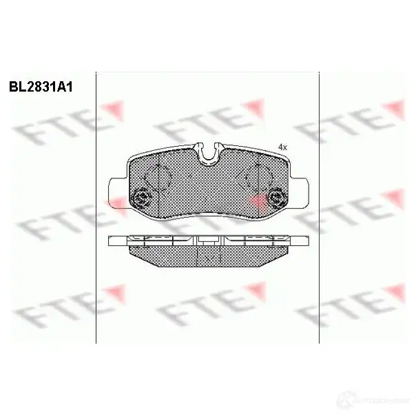 Тормозные колодки дисковые, комплект FTE 4028569687377 606030 O DV7BL BL2831A1 изображение 0