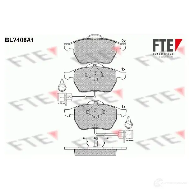 Тормозные колодки дисковые, комплект FTE 2 0676 605556 21639 BL2406A1 изображение 0