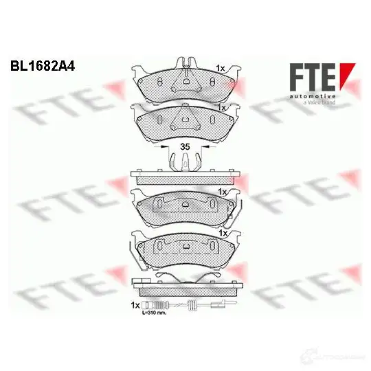 Тормозные колодки дисковые, комплект FTE BL1682A4 2 1895 21896 604701