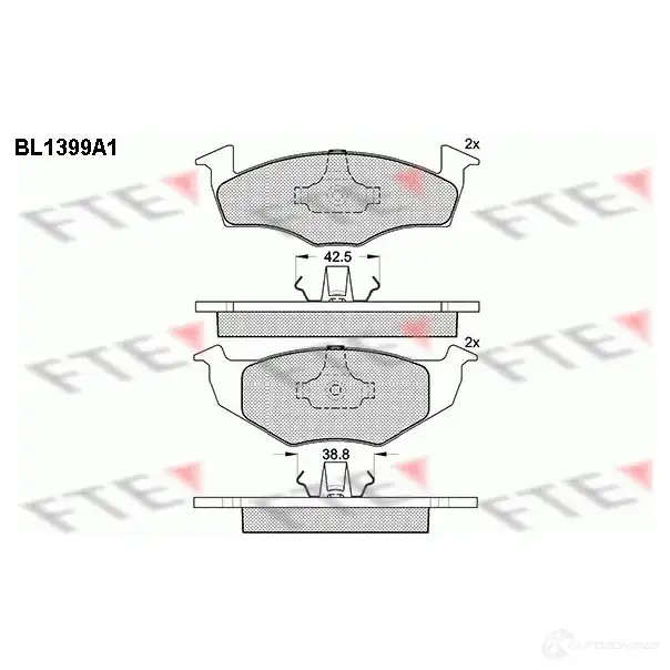 Тормозные колодки дисковые, комплект FTE BL1399A1 604468 2 1865 21866