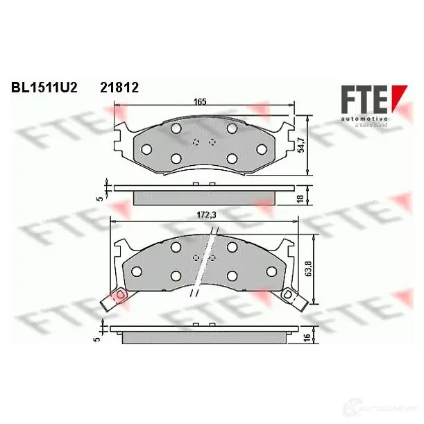 Тормозные колодки дисковые, комплект FTE BL1511U2 4028569304380 9N FL4R 6092638