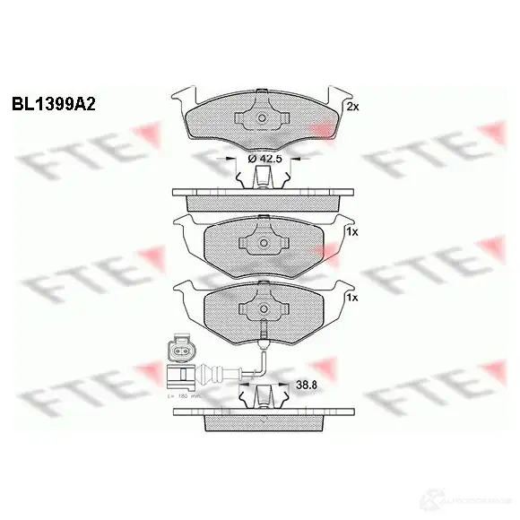 Тормозные колодки дисковые, комплект FTE 21866 604469 BL1399A2 218 65