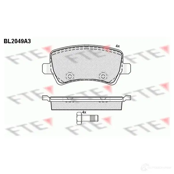 Тормозные колодки дисковые, комплект FTE 244 96 605180 BL2049A3 D1307-8422