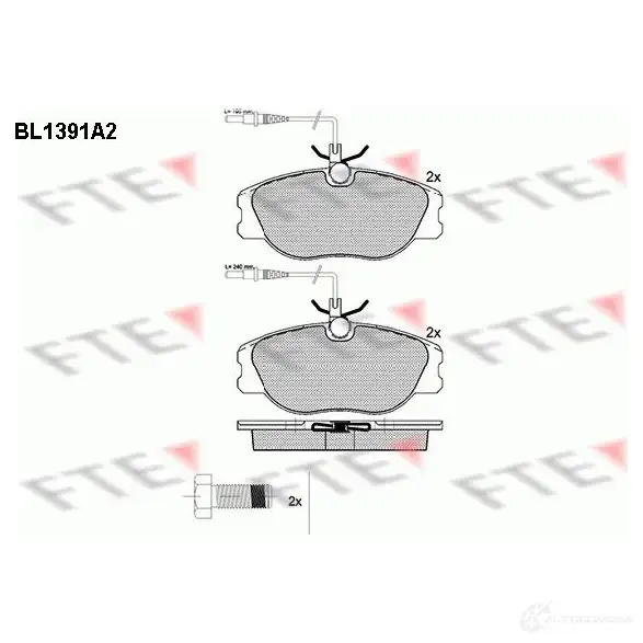Тормозные колодки дисковые, комплект FTE BL1391A2 21 801 21802 604461