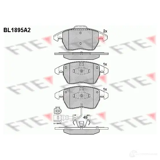 Тормозные колодки дисковые, комплект FTE 23588 604993 235 87 BL1895A2 изображение 0