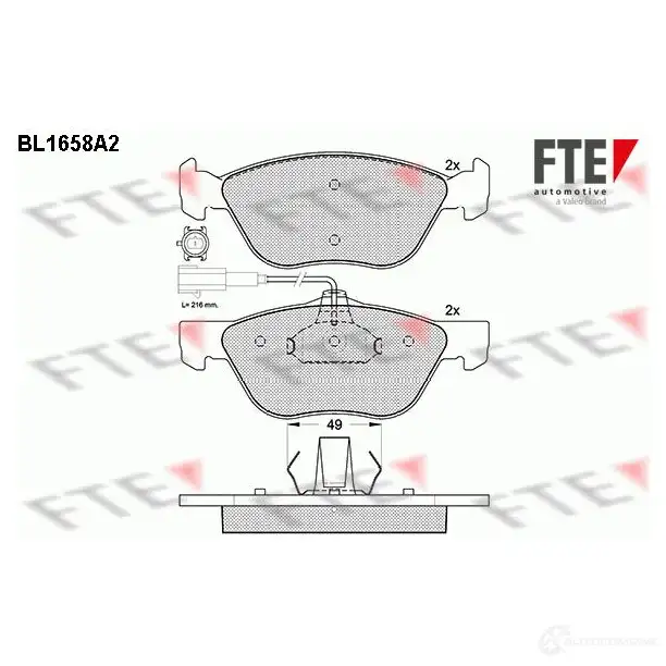 Тормозные колодки дисковые, комплект FTE BL1658A2 604669 2163 7 23222