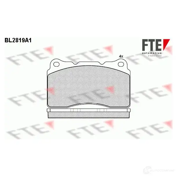 Тормозные колодки дисковые, комплект FTE 2309 2 BL2819A1 D1016-7919 606018 изображение 0