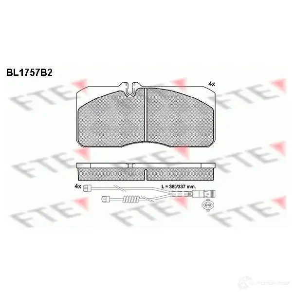 Тормозные колодки дисковые, комплект FTE 604791 29057 BL1757B2 290 55