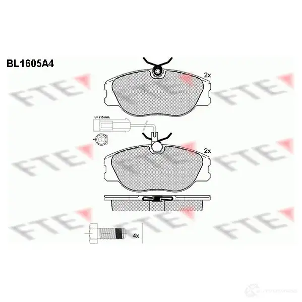 Тормозные колодки дисковые, комплект FTE BL1605A4 23168 604626 2 1147 изображение 0