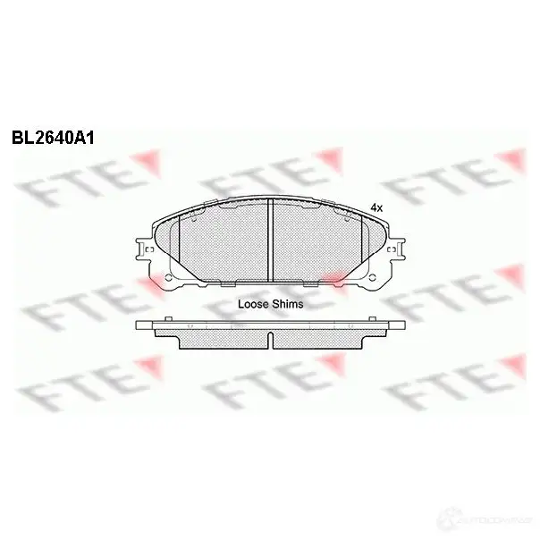 Тормозные колодки дисковые, комплект FTE BL2640A1 244 52 605821 D1324-8436