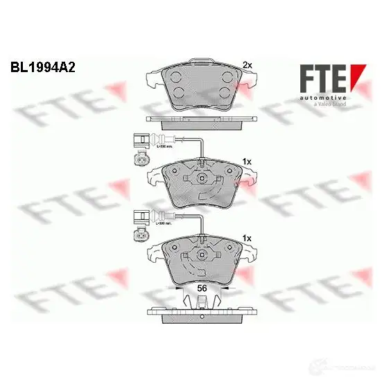 Тормозные колодки дисковые, комплект FTE 605124 23747 BL1994A2 2 3467