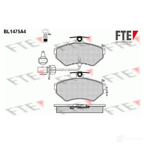 Тормозные колодки дисковые, комплект FTE 2194 4 21945 604541 BL1475A4