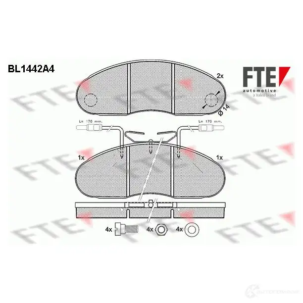 Тормозные колодки дисковые, комплект FTE 2098 4 604511 20985 BL1442A4 изображение 0