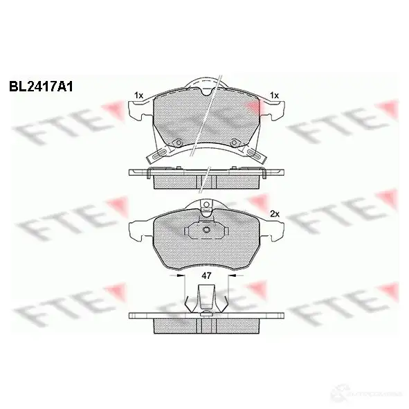 Тормозные колодки дисковые, комплект FTE 230 56 23057 BL2417A1 605568 изображение 0
